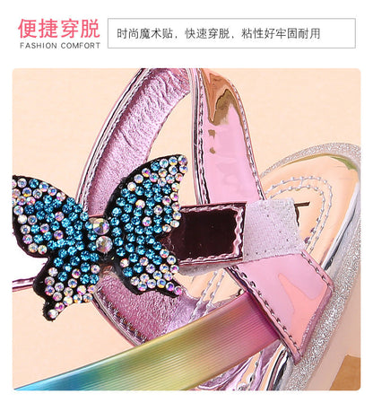 Rhinestone girls sandals colorful rainbow (Available)