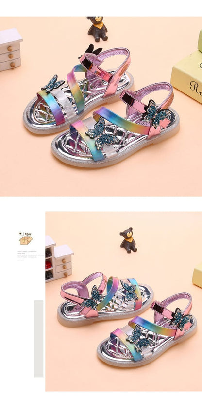 Rhinestone girls sandals colorful rainbow (Available)