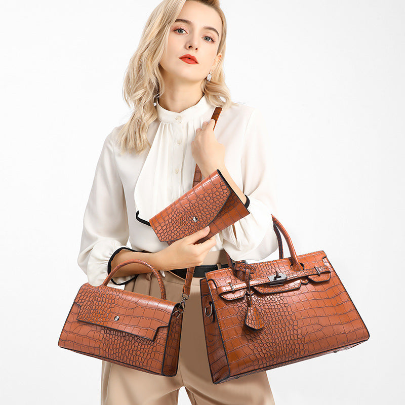 Luxury Designer catalog Enquire about stylish three-piece women's handbag Crocodile patent leather women's handbag