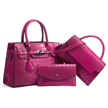 Luxury Designer catalog Enquire about stylish three-piece women's handbag Crocodile patent leather women's handbag