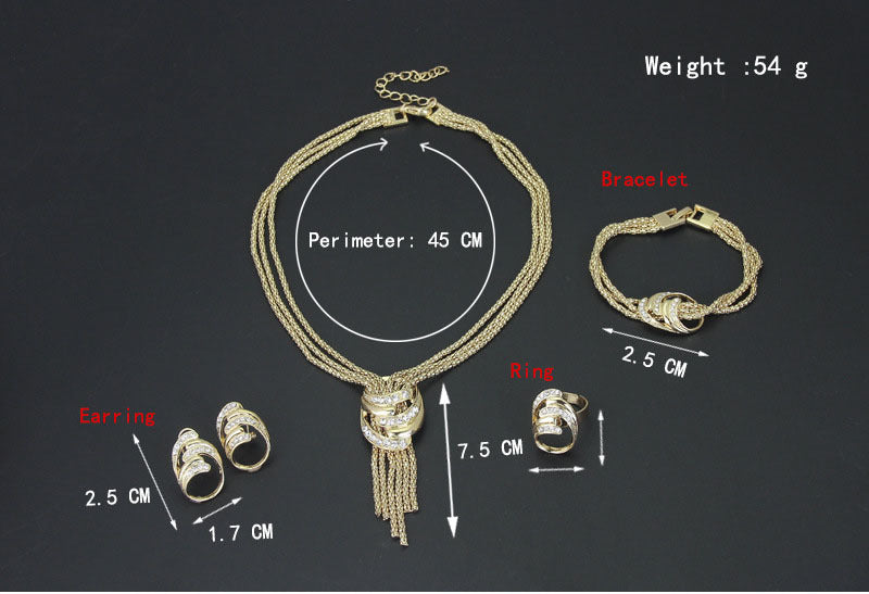 Fashion Necklace Bracelet Earrings Ring Jewelry Set  (Available)