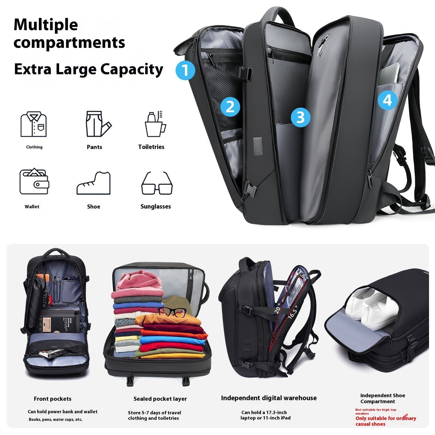 Men's  Vacuum Compression Backpack Multifunctional