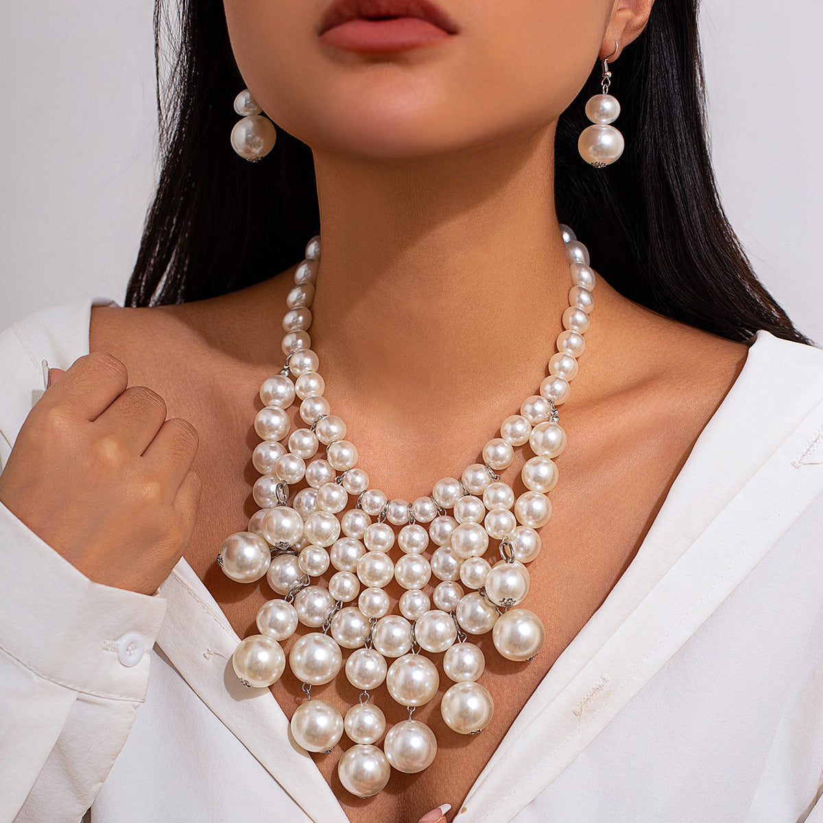 Personalized Pearl Tassel Necklace Set