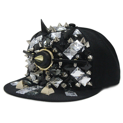 Flame Big Ghost Head Flat-brimmed Cap Rivet Baseball Cap