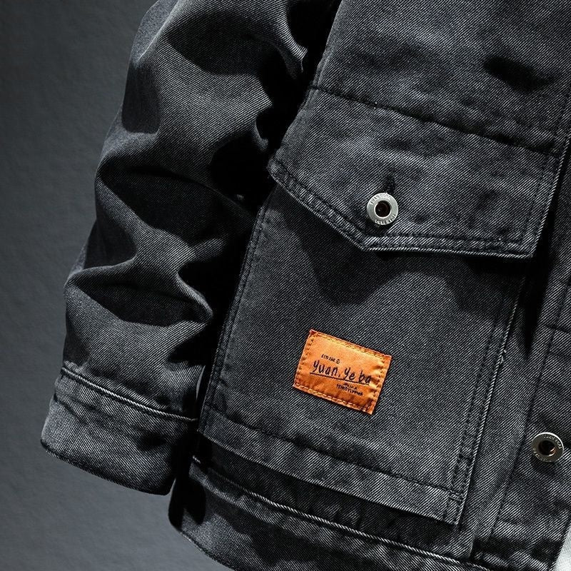 High-grade Black And Gray Denim Coat Men's Autumn New  (Available)