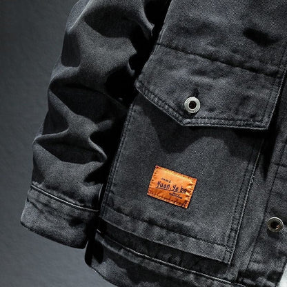 High-grade Black And Gray Denim Coat Men's Autumn New  (Available)