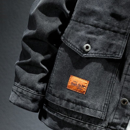 High-grade Black And Gray Denim Coat Men's Autumn New  (Available)