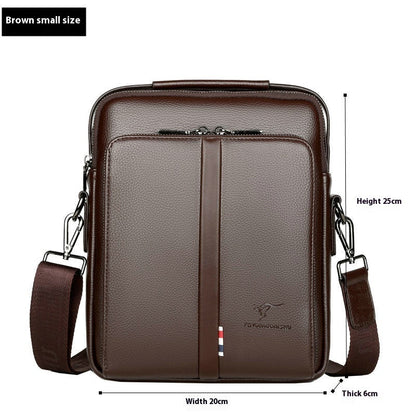 Men's Business Casual Crossbody Vertical And Portable Design Large Capacity Shoulder Leather Backpack