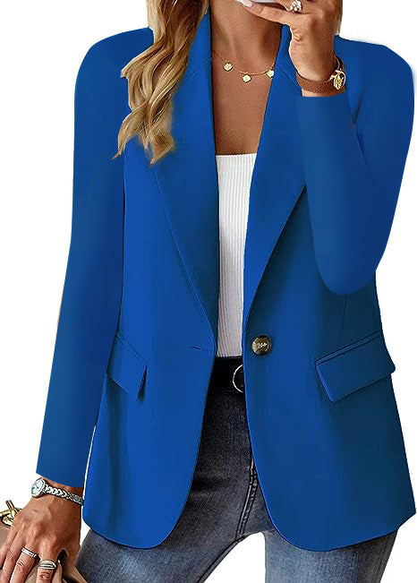 Ins Lapel Button Jacket Fashion Commuter Casual Suit Jacket Women's Long-sleeved Tops Outwear Clothing (Available)