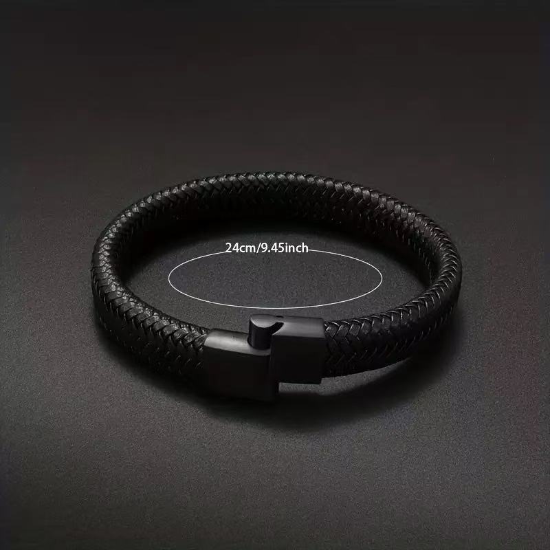 Men's Leather Magnetic Buckle Bracelet  (Available)