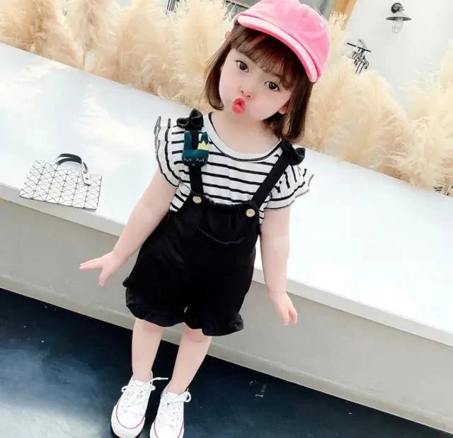 Girls summer clothes set Bangladesh 2PCS top and shorts kids fashion outfit breathable summer wear