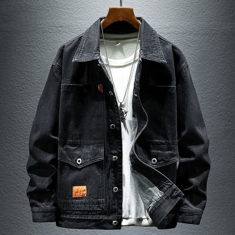 High-grade Black And Gray Denim Coat Men's Autumn New  (Available)
