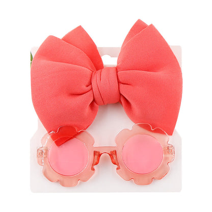 Children's Sunshade Sunglasses Bow Hair Band Two-piece Set