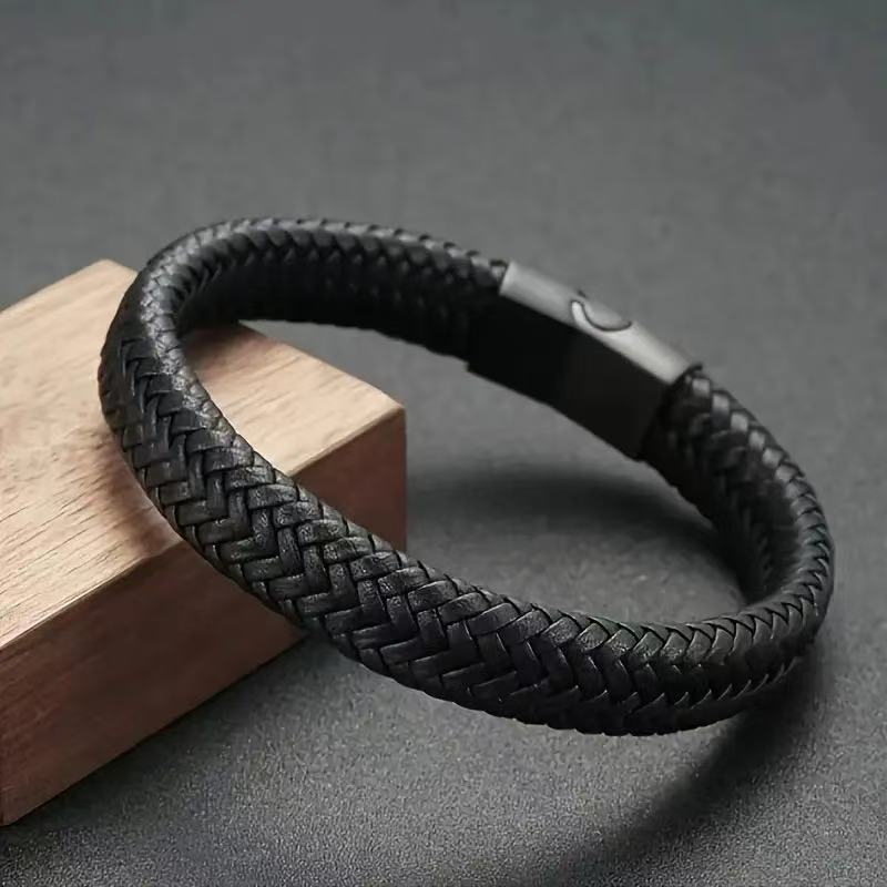 Men's Leather Magnetic Buckle Bracelet  (Available)