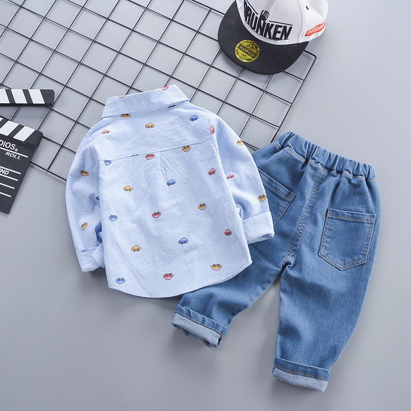 Children's Clothing Autumn Korean Style Autumn Clothing Casual Shirt Two-piece Boy Suit (Available) - Mom & Kids