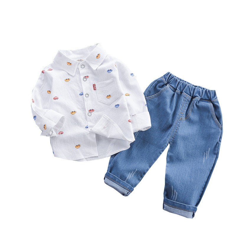 Children's Clothing Autumn Korean Style Autumn Clothing Casual Shirt Two-piece Boy Suit (Available) - Mom & Kids