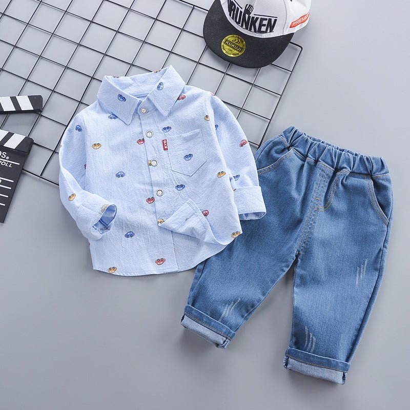 Children's Clothing Autumn Korean Style Autumn Clothing Casual Shirt Two-piece Boy Suit (Available) - Mom & Kids