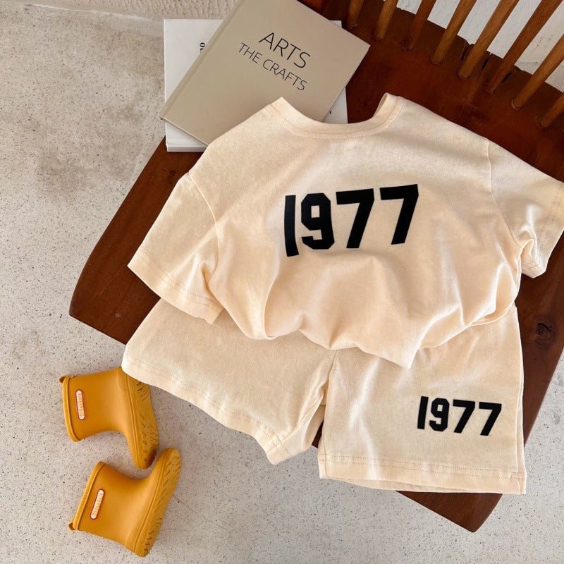 Children's Cotton Suit Summer New Boys And Girls Printed Short-sleeved T-shirt Baby Shorts Two-piece Set (Available) - Mom & Kids