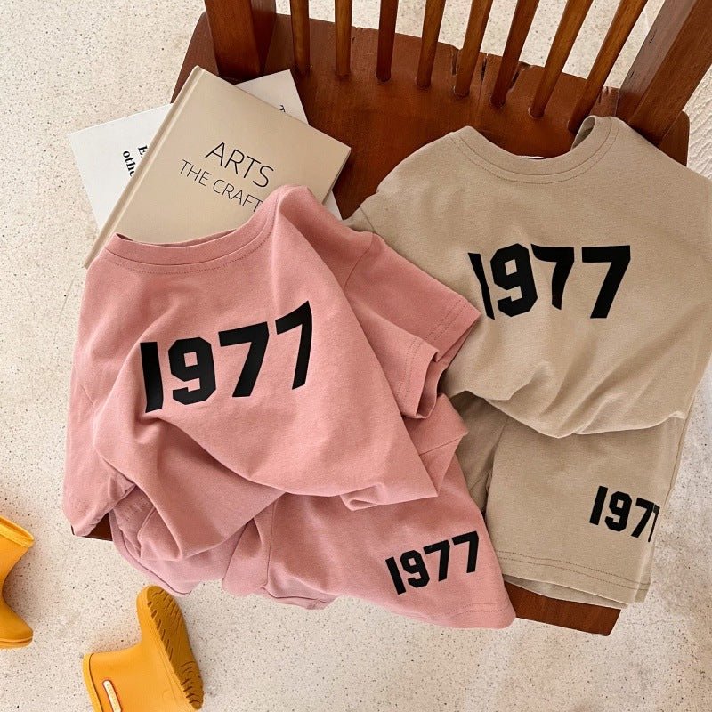 Children's Cotton Suit Summer New Boys And Girls Printed Short-sleeved T-shirt Baby Shorts Two-piece Set (Available) - Mom & Kids