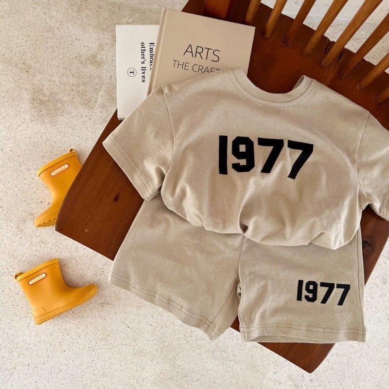 Children's Cotton Suit Summer New Boys And Girls Printed Short-sleeved T-shirt Baby Shorts Two-piece Set (Available) - Mom & Kids
