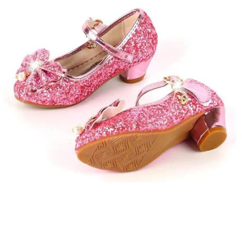 Children's Shoes Princess Shoes Girl's Fashion Sandals Crystal Princess Shoes Blue Pink Silver - Mom & Kids