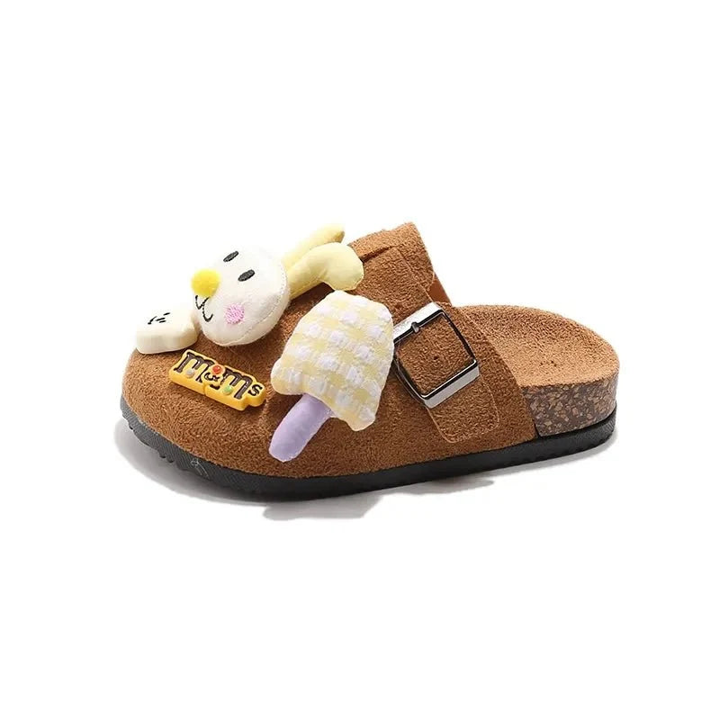 Cute bear plush Birkenstocks closed-toe slippers (Available) - Mom & Kids