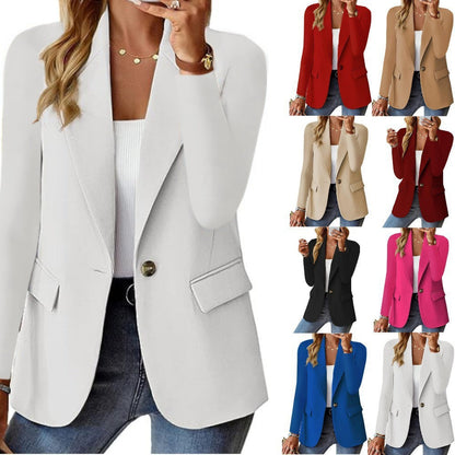 Ins Lapel Button Jacket Fashion Commuter Casual Suit Jacket Women's Long-sleeved Tops Outwear Clothing (Available)