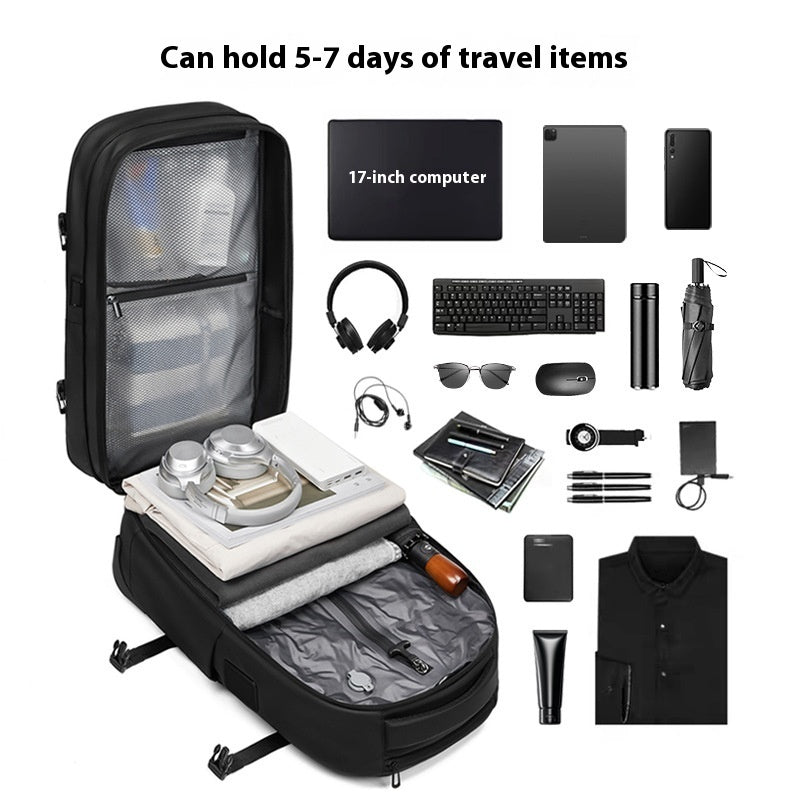 Vacuum Expandable Trolley Backpack Large Capacity Scalable Business Trip