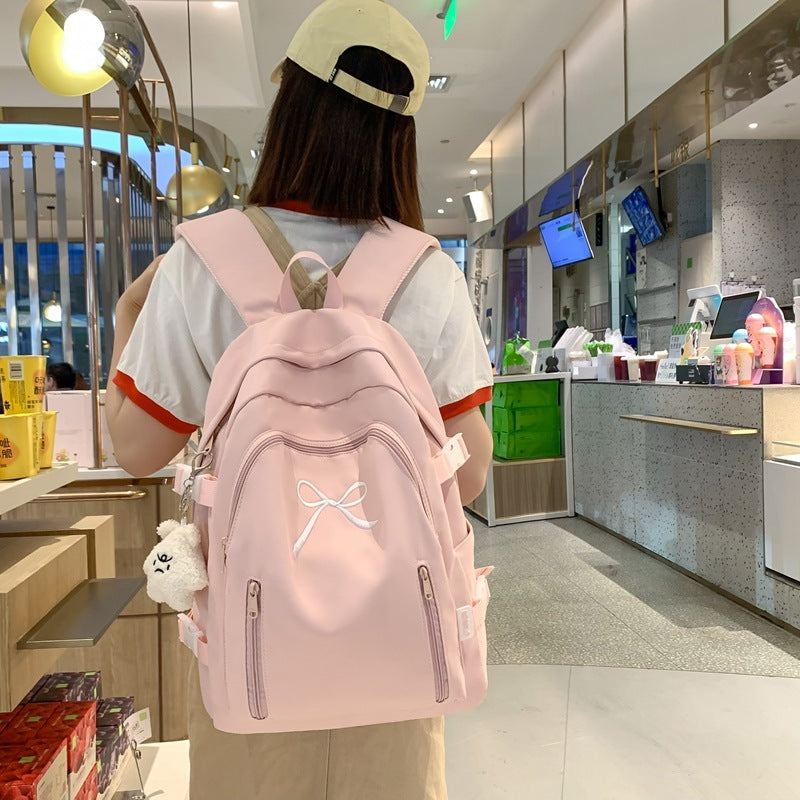Large Capacity Girl Bow Backpack With College Style