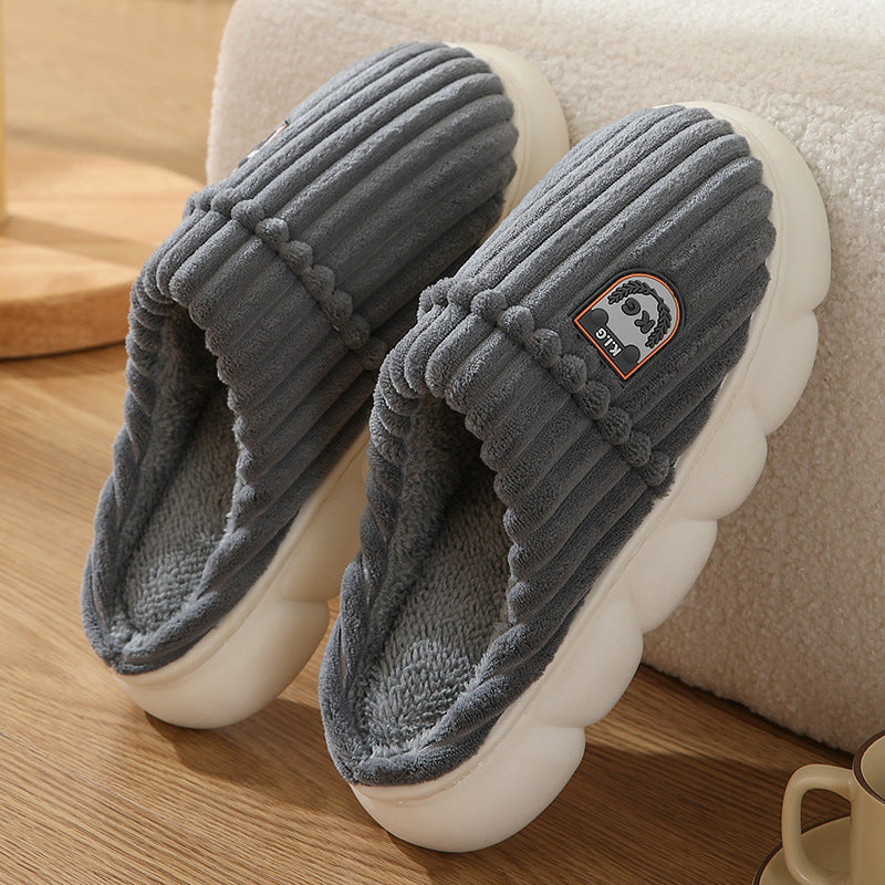 Winter Corduroy House Slippers with soft plush lining, non-slip sole, and warm cushioned design for comfortable indoor wear