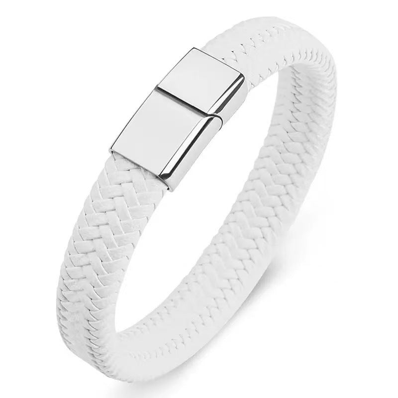 Men's Leather Magnetic Buckle Bracelet  (Available)