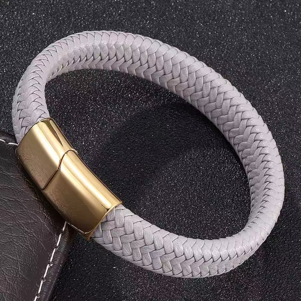 Men's Leather Magnetic Buckle Bracelet  (Available)