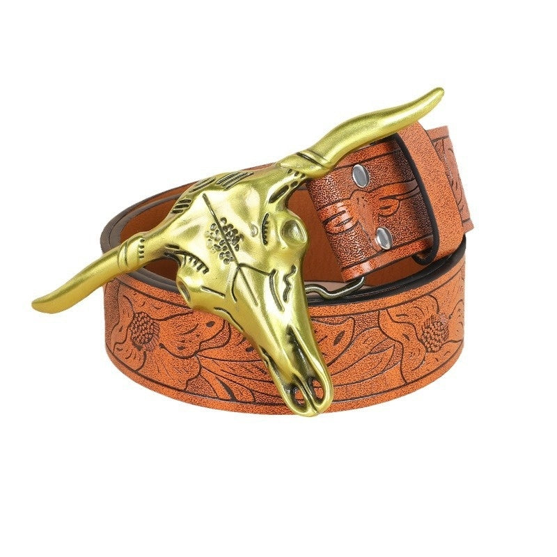 Belt Cow Head Buckle Men