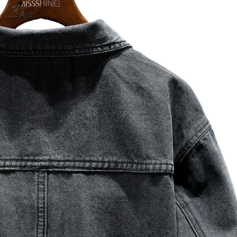High-grade Black And Gray Denim Coat Men's Autumn New  (Available)