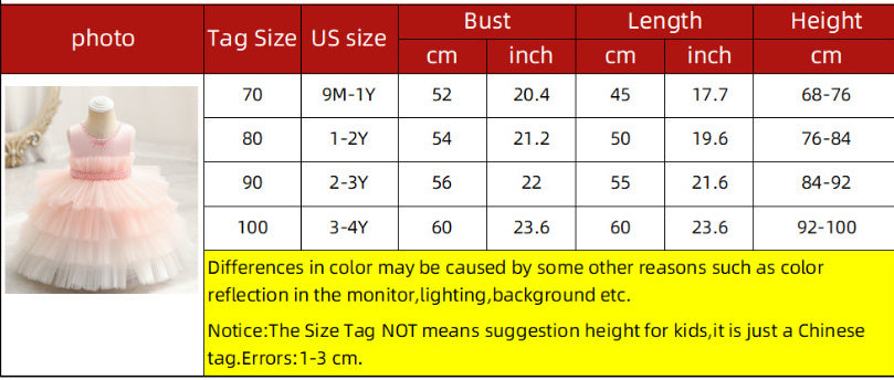 Gradient Cake Dress Children's Dress Princess Dress (Available)