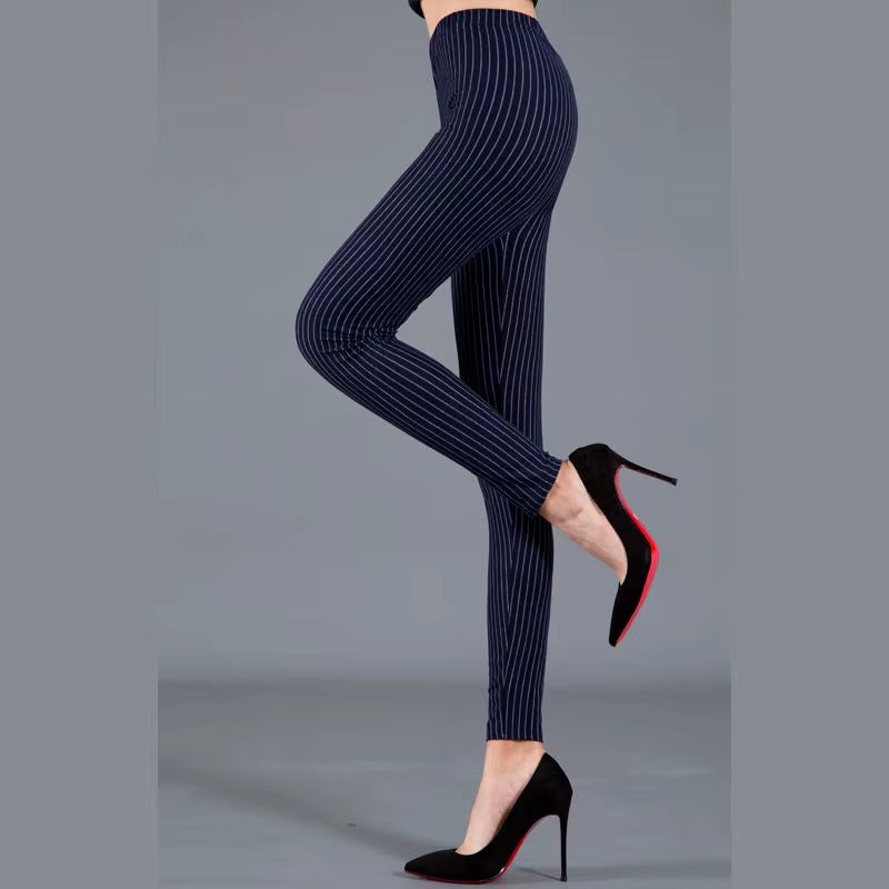 Women Plaid Leggings Fashion Print Fitness Houndstooth Floral Stripe Dot Leopard Pure Black Pants High Waist Trousers (Available)