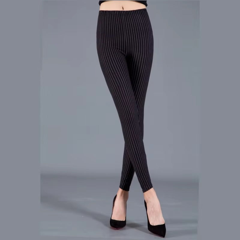 Women Plaid Leggings Fashion Print Fitness Houndstooth Floral Stripe Dot Leopard Pure Black Pants High Waist Trousers (Available)