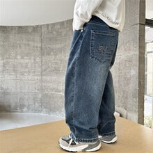 Denim trousers stylish wide-leg pants