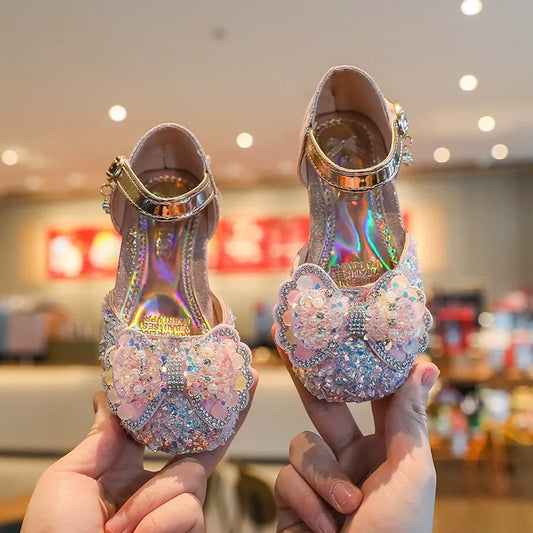 Children's Korean fashion crystal princess shoes