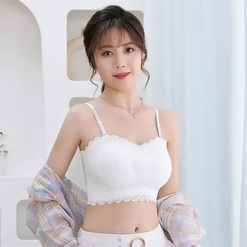 New Strapless Lace Traceless Women's Beauty Back Anti-slip Slip Strapless Halter Vest