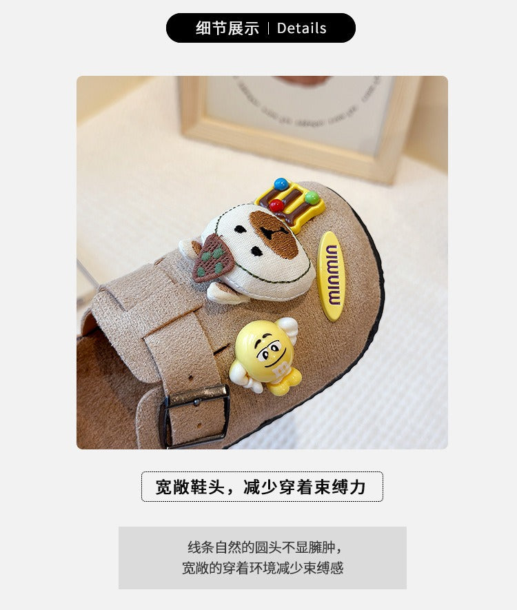 Cute bear plush Birkenstocks closed-toe slippers