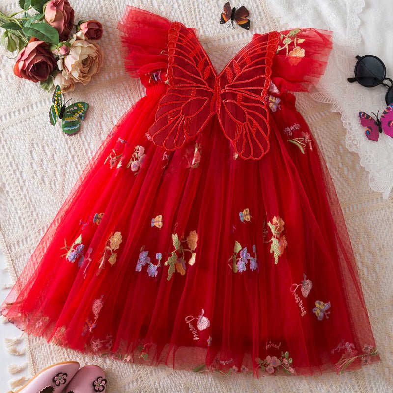 Korean Flower Embroidery Girls' Chiffon Skirt (Available) - Mom & Kids