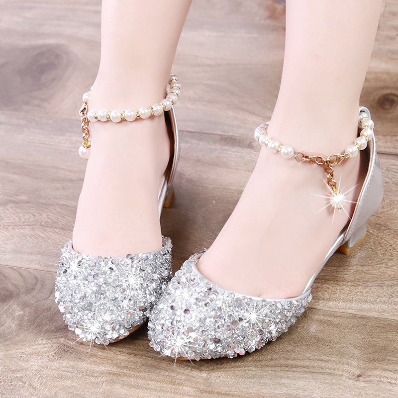 Little Girl Crystal Shoes Dress Shoes Children High Heels (Available) - Mom & Kids