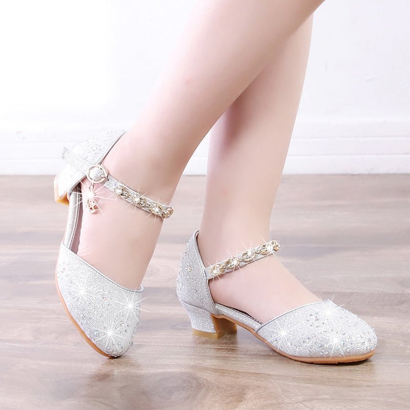Little Girl Crystal Shoes Dress Shoes Children High Heels (Available) - Mom & Kids