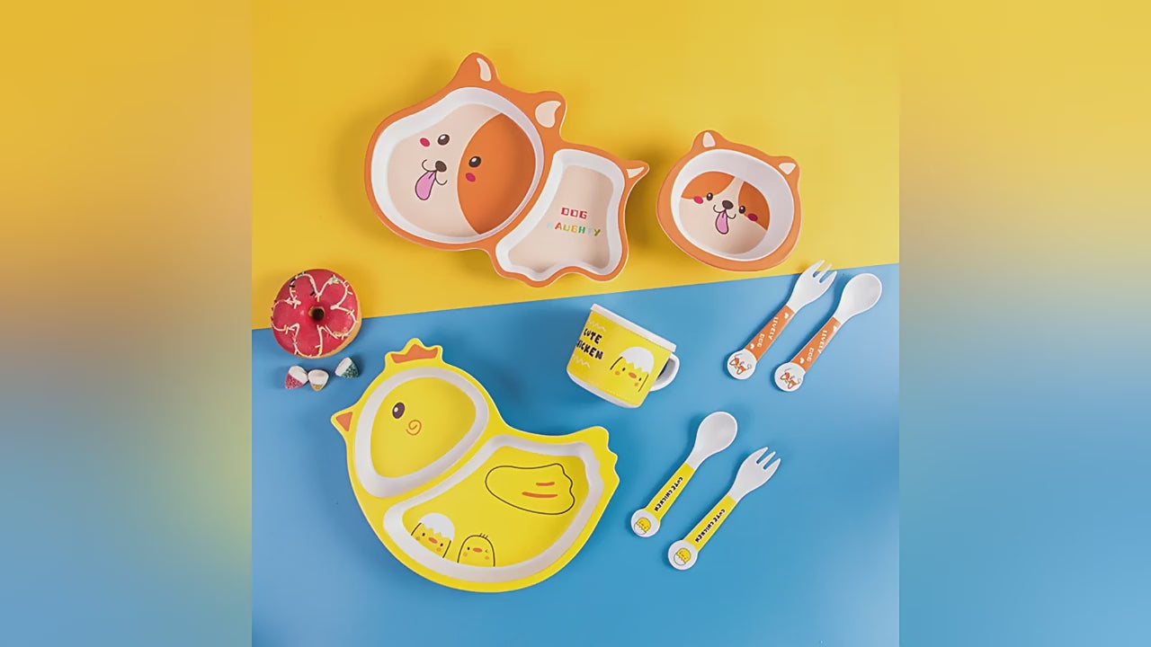 Baby feeding bowl with Bamboo Fiber spoon and Bamboo Fiber straw (Available)