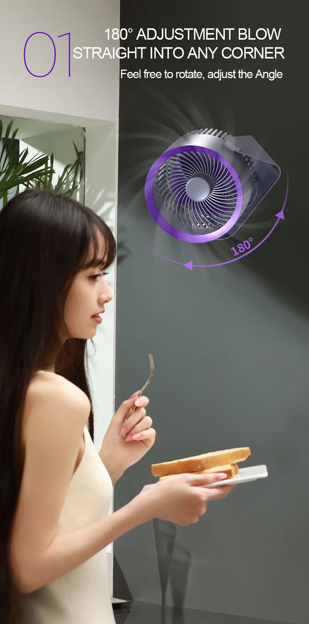 🪭 Multifunctional 360° Rotation Portable Rechargeable Air Cooling Circulating Fan!! ( Available )