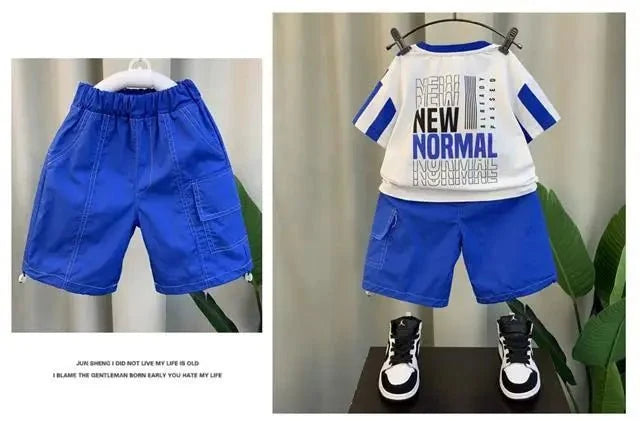 Summer Boy Clothing Suit New Children's Clothes Set Boys Short Sleeve T-Shirt Shorts 2 Piece Set Kids Sportswear Suit 2 4 6 8Y [Avaiilable] - Mom & Kids
