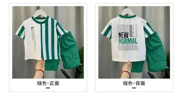 Summer Boy Clothing Suit New Children's Clothes Set Boys Short Sleeve T-Shirt Shorts 2 Piece Set Kids Sportswear Suit 2 4 6 8Y [Avaiilable] - Mom & Kids