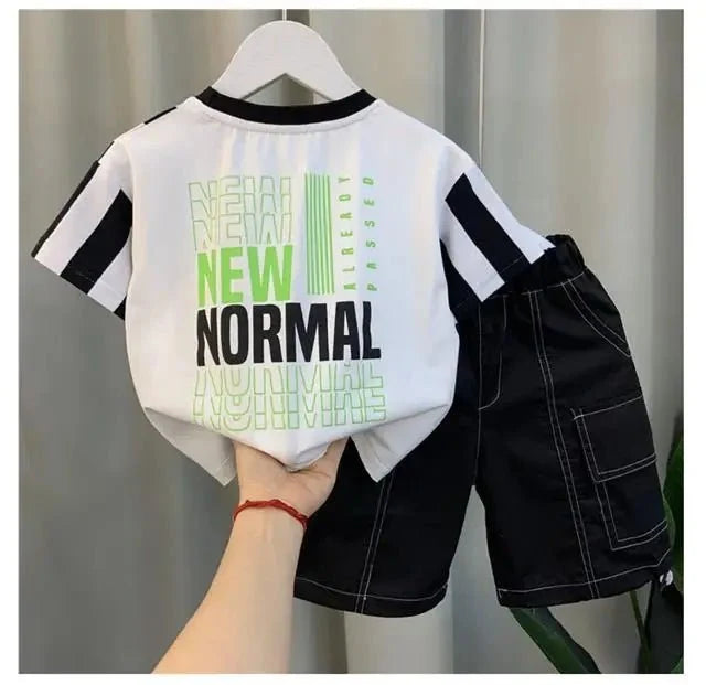 Summer Boy Clothing Suit New Children's Clothes Set Boys Short Sleeve T-Shirt Shorts 2 Piece Set Kids Sportswear Suit 2 4 6 8Y [Avaiilable] - Mom & Kids