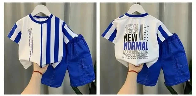 Summer Boy Clothing Suit New Children's Clothes Set Boys Short Sleeve T-Shirt Shorts 2 Piece Set Kids Sportswear Suit 2 4 6 8Y [Avaiilable] - Mom & Kids